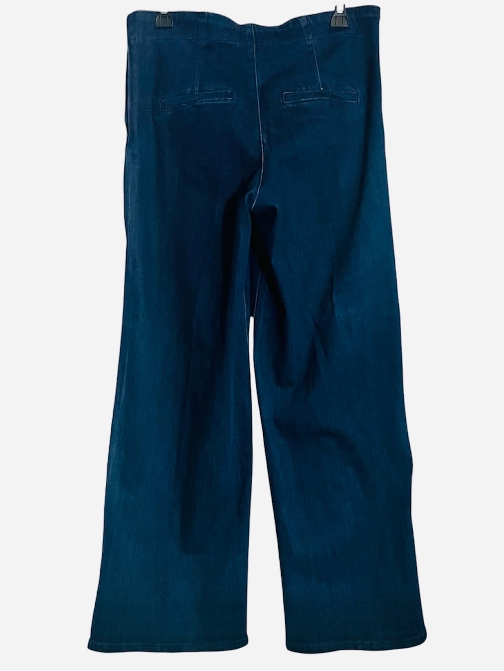 Express Stretch Wide Leg High Rise Navy Blue Silver Button Jeans Pants 6 - Picture 3 of 8
